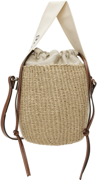 Chloé Beige & Off-white Small Woody Basket Bag In Natural White