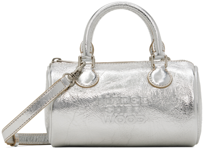 Marge Sherwood Small Zipper Metallic Leather Bag In Silver Crinkle