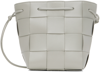 BOTTEGA VENETA GRAY SMALL CASSETTE CROSS-BODY BUCKET BAG