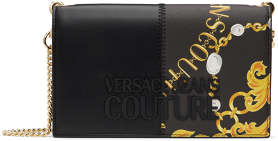 Versace Jeans Couture Black Graphic Bag In Eg89 Black + Gold