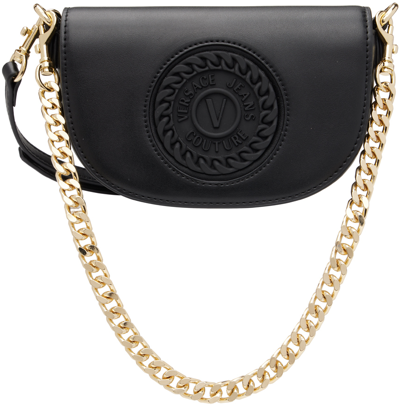 Versace Jeans Couture Black V-emblem Bag In Nero