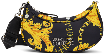 Versace Jeans Couture Black & Yellow Hardware Bag In Eg89 Black + Gold