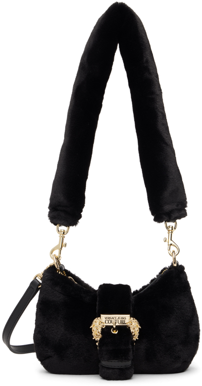 Versace Jeans Couture Black Pin-buckle Faux-fur Bag In E899 Black