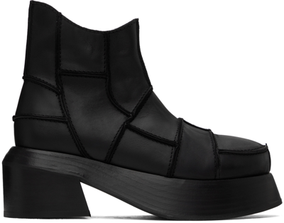 Eckhaus Latta Black Patchwork Boots In Black Mix