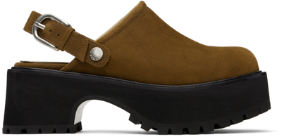 Marge Sherwood Tan 70's Clogs In Chestnut Nubuck