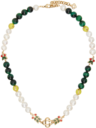 Casablanca Multicolor Casa Sport Necklace In Green/white/gold