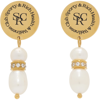 SPORTY AND RICH GOLD PEARL CRYSTAL EARRINGS