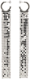 RABANNE SILVER PIXEL LONG HOOP EARRINGS