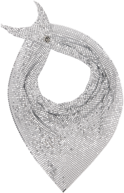 Rabanne Silver Pixel Scarf Necklace In P040 Silver