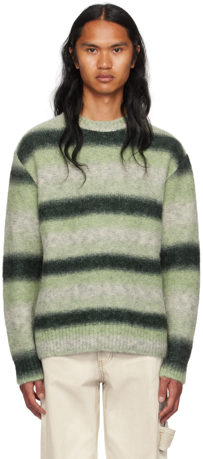 Wooyoungmi Striped Crew-neck Sweater In Fresh Green 525f