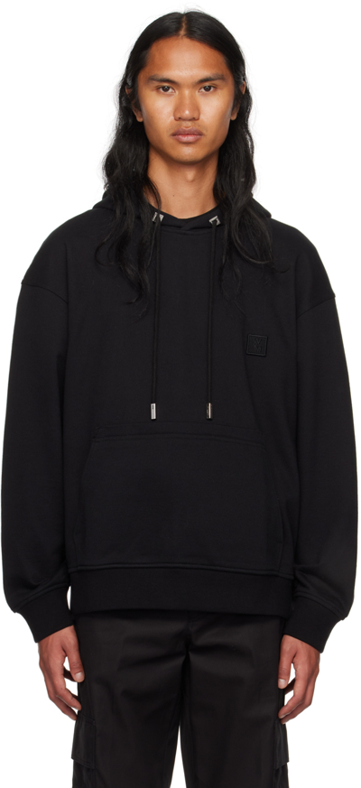 Wooyoungmi Black Flower Back Hoodie In Black 715b