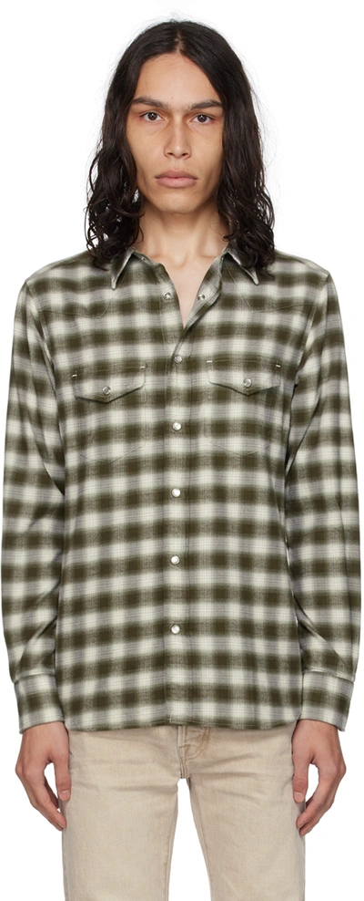 Tom Ford Brown Western Check Shirt In Zawdg Combo White &