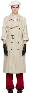 MAISON MARGIELA BEIGE SPLICED REVERSIBLE COAT