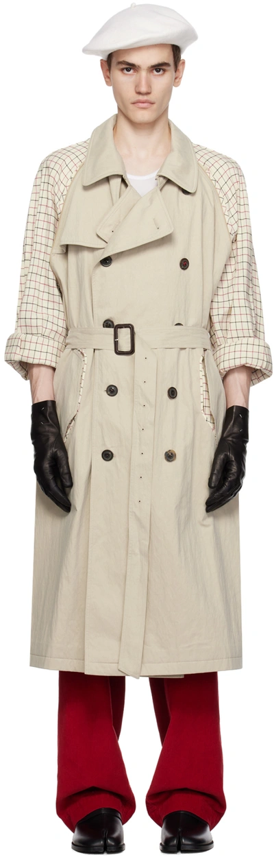 Maison Margiela Beige Spliced Reversible Coat In 119 Colonial Sand