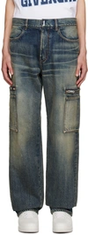 Givenchy Faded Cargo Jeans In 420-medium Blue