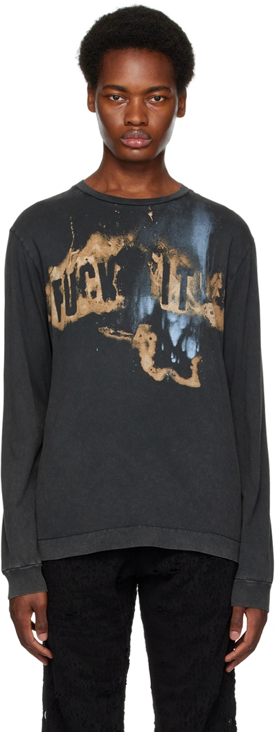 Alyx Black Graphic Long Sleeve T-shirt In Blk0003 Washed Black