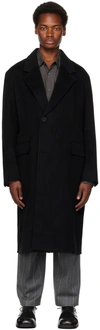 SOLID HOMME BLACK TWO-BUTTON COAT