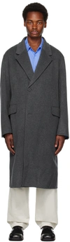 Solid Homme Gray Two-button Coat In 110g Grey