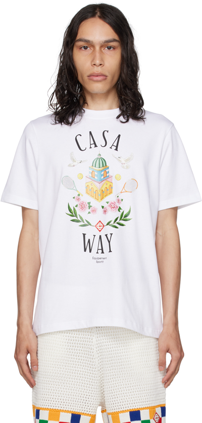 Casablanca Casa Way Print Organic Cotton T-shirt In White
