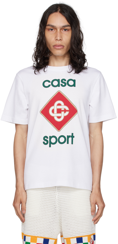 Casablanca Casa Sport Screen Printed T-shirt In White,multicolor
