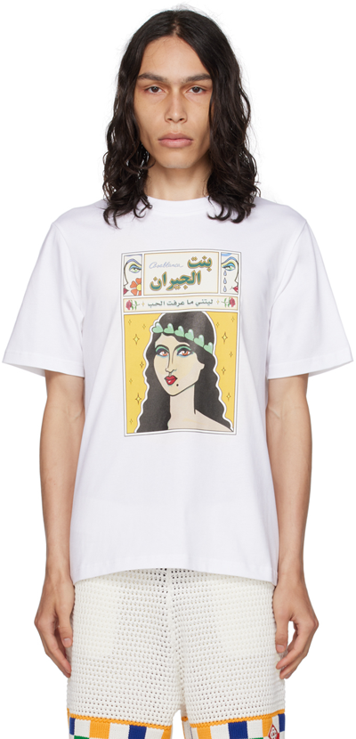 Casablanca La Femme-print Organic Cotton T-shirt In White
