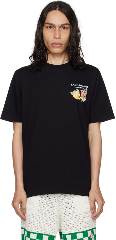 Casablanca Ssense Exclusive Black Panoramique T-shirt In Black Jersey Panoram