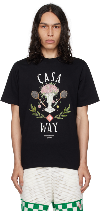 Casablanca Ssense Exclusive Black Casa Way T-shirt In Black Jersey Casa Wa