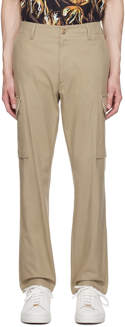 Paul Smith Beige Elasticized Waistband Cargo Pants In 73 Greys