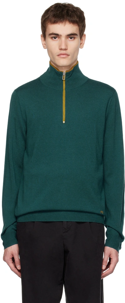 Ps By Paul Smith Blue Half Zip Sweater In 46 Blues