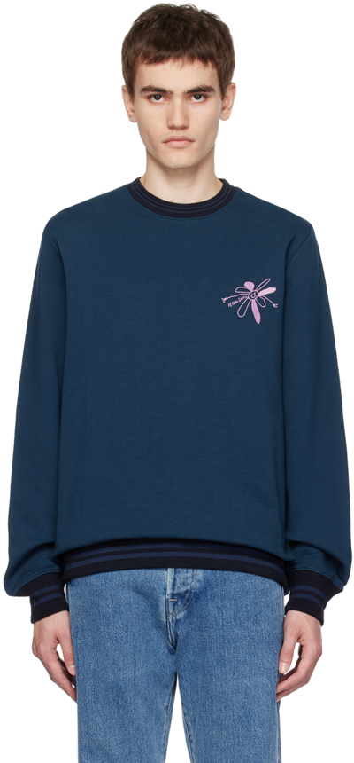 Ps By Paul Smith Navy Flower Sweatshirt In 48 Blues