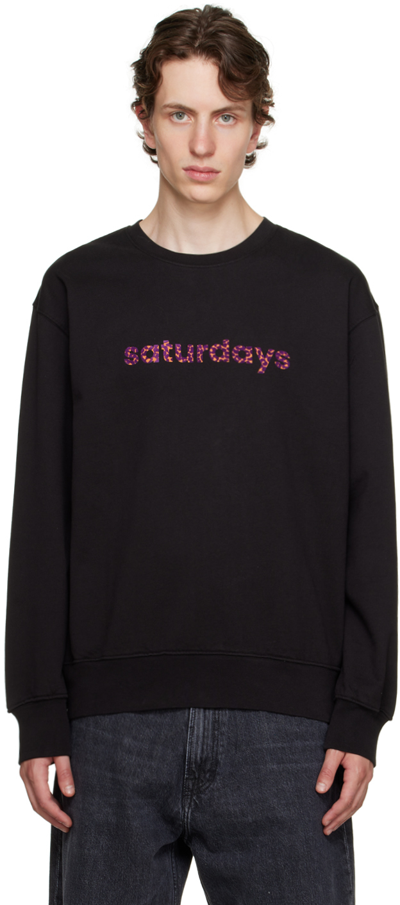 Saturdays Surf Nyc Black Bowery Cheetah Sweatshirt