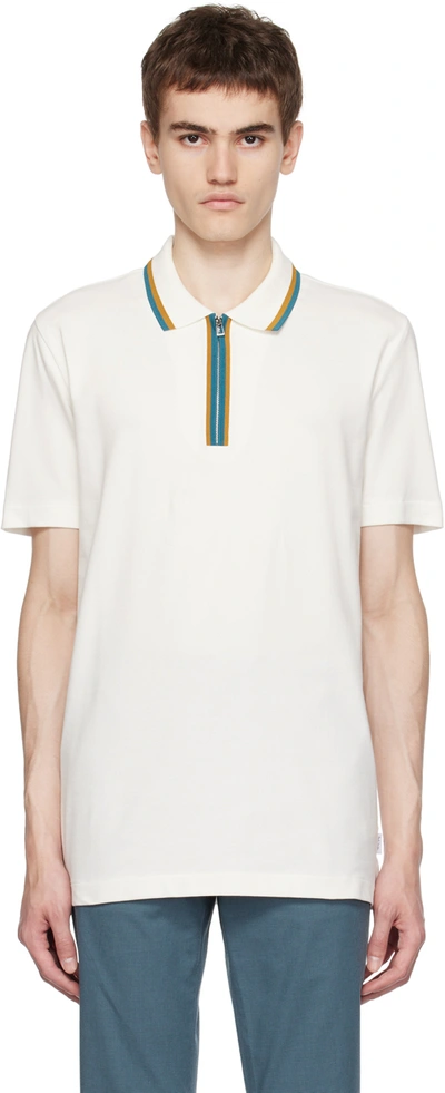 Ps By Paul Smith Off-white Half Zip Polo In 02a White