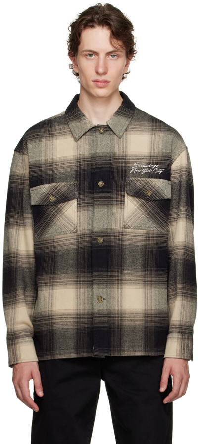 Saturdays Surf Nyc Brown Embroidered Shirt In Multi