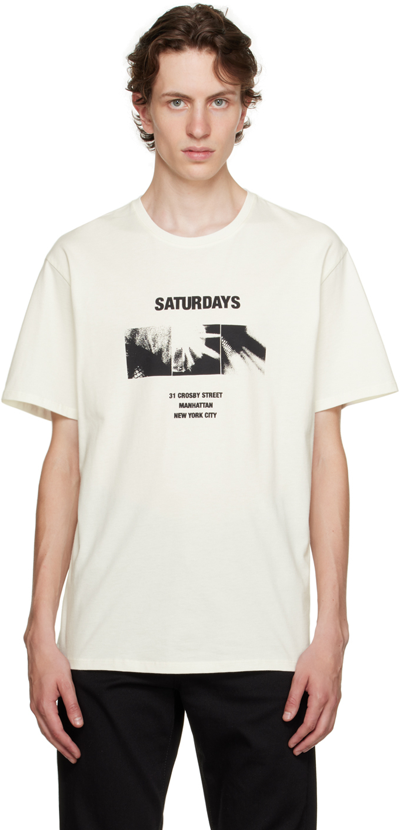 Saturdays Surf Nyc Off-white Disco Block T-shirt In Ivory