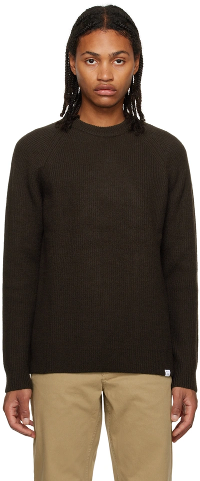Norse Projects Brown Roald Sweater In Espresso