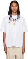 MARCELO BURLON COUNTY OF MILAN WHITE FEATHERS NECKLACE T-SHIRT