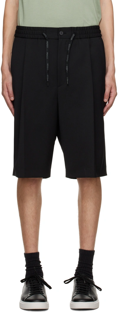 Hugo Black Relaxed-fit Shorts In 001- Black