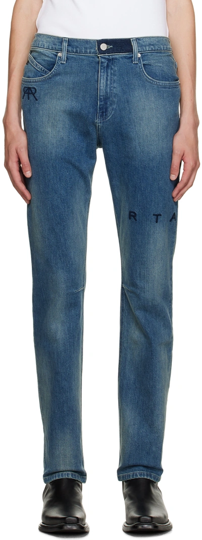 Rta Slim Fit Jeans In Medium Blue In Medium Blue Logo