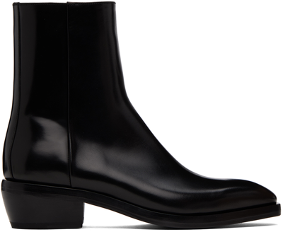 FERRAGAMO BLACK SQUARE TOE BOOTS