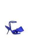 Ferragamo Helena 105 Blue Satin Bow Sandals