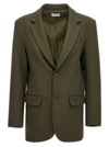 P.a.r.o.s.h Green Single-breasted Stretch Wool Blazer