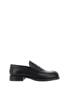 Lanvin Classic Round Toe Leather Loafers With Stacked Heel