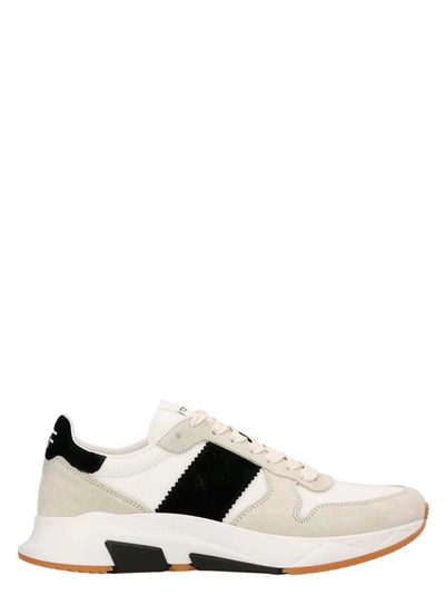 Tom Ford Suede And Technical Material Low Top Sneakers In White