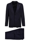 Tagliatore Notch Lapel Single Breasted Suit Dress In Blue