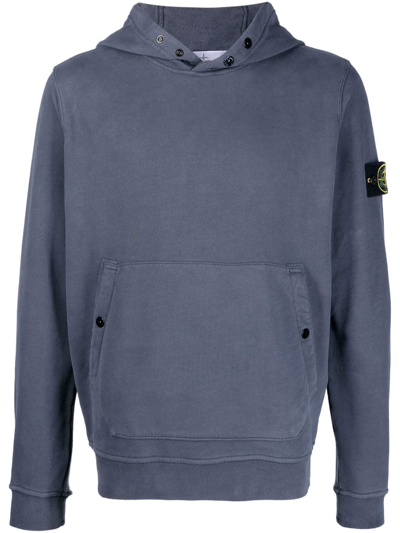 Stone Island Hoodie With Logo Badge In Blue