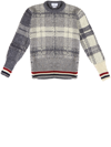 Thom Browne Classic Tartan Wool & Mohair Sweater In Grey