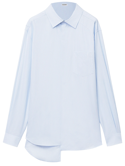Loewe Asymmetric Stripe Shirt In Blue