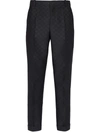 Balmain Mini Monogram Jacquard Wool Straight Trousers In Black