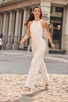 Lulus Tell Me Everything White Beaded Sequin Wide-leg Jumpsuit In White