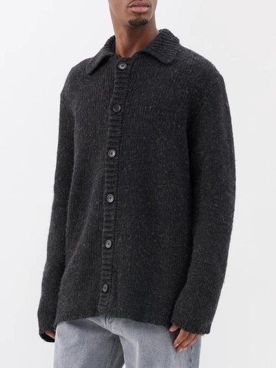 Our Legacy Big Ribbed-knit Cardigan In Black
